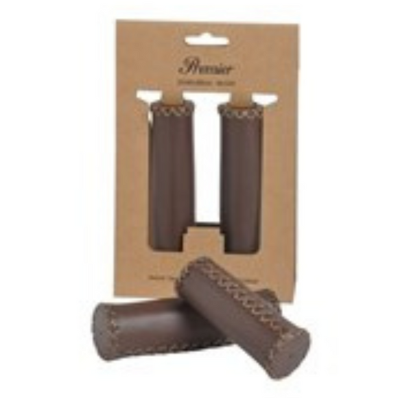 H/BAR GRIPS BROWN STITCHED 82MM/125MM