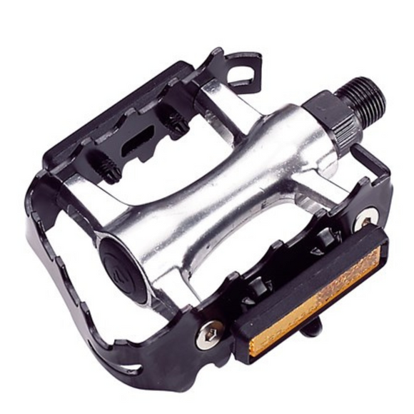 PEDAL ATB ALLOY SILV BODY BLK STEEL CAGE 9/16