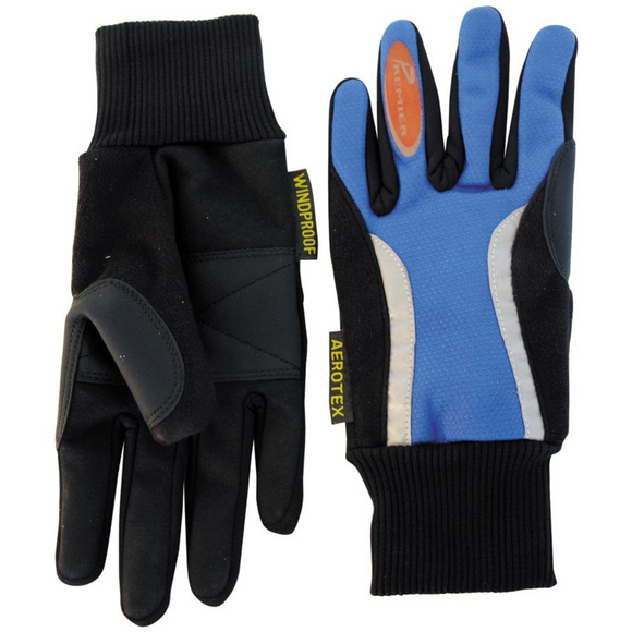 GLOVES FABRIC BK+GEL+GRIP BLU/BLK