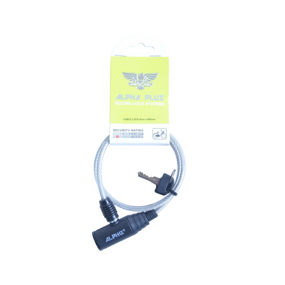 LOCK CABLE ALPHA PLUS LOOP 6MM X 600MM CLEAR