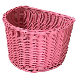 BASKET WICKER D SHAPE 16" FULL WICKER PINK